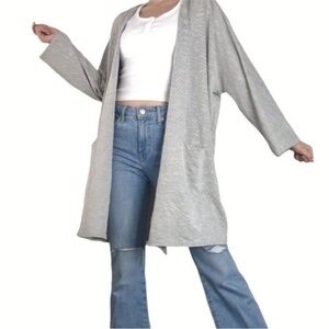 Donni. Sandwash Open Front Women’s Cardigan Ribbed Knit Grey Sweater OSFM